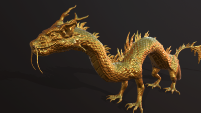 精细 东方龙 中国龙 黄金龙 神龙 四脚龙 飞龙 神兽 全套动作 pbr