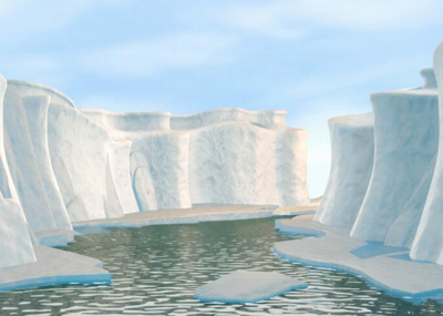 卡通原创冰山 悬崖 海上冰山 海面 雪山 冰块 卡通冰原 冰天雪地 卡通