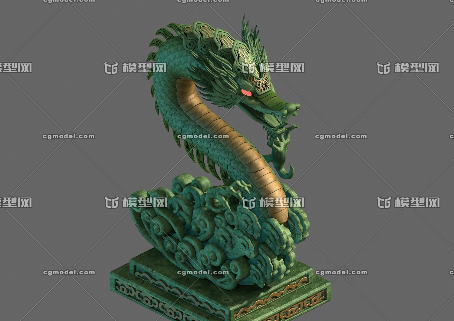 精美高质量的龙雕像,青龙雕像.青龙守卫,高模写实