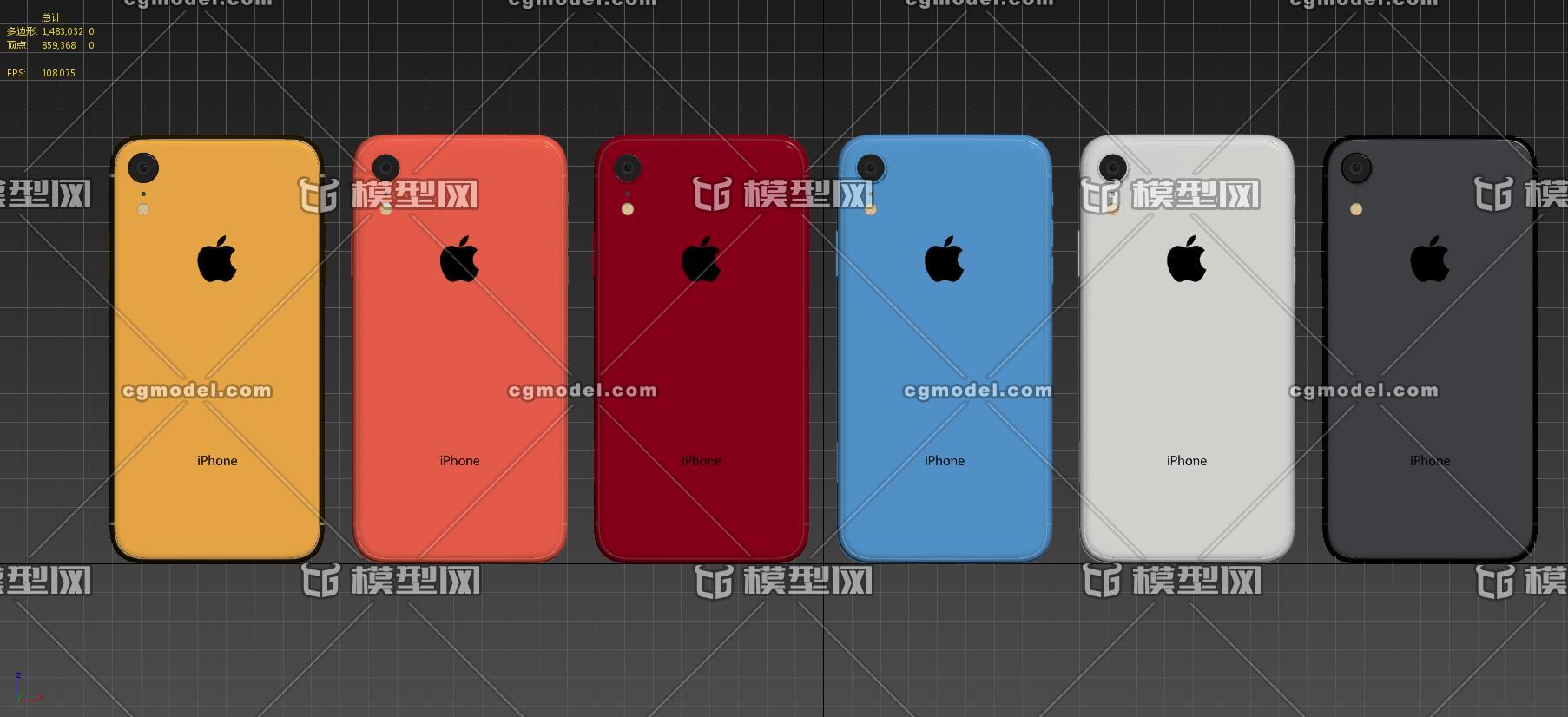 Iphone Xr 6色组合iphone Xr 苹果xr 智能手机肾xr Iphone Xr Cg模型网
