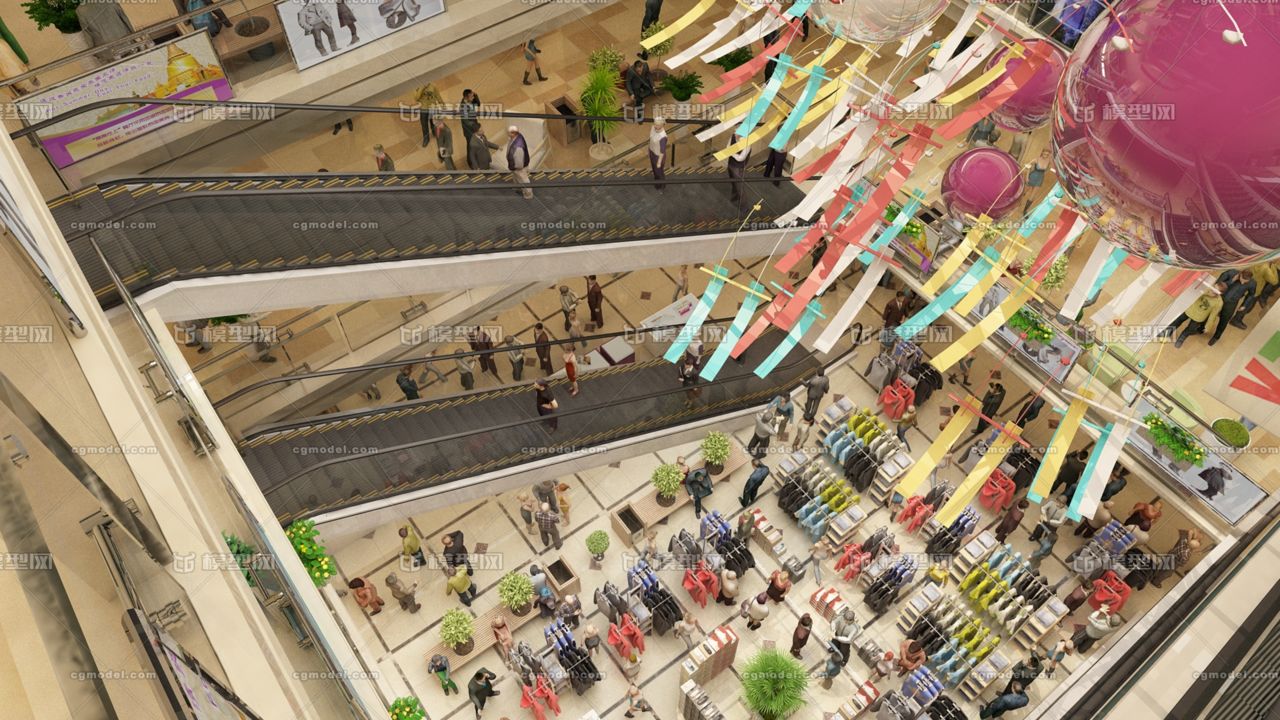 室内商场中庭俯视镜头
