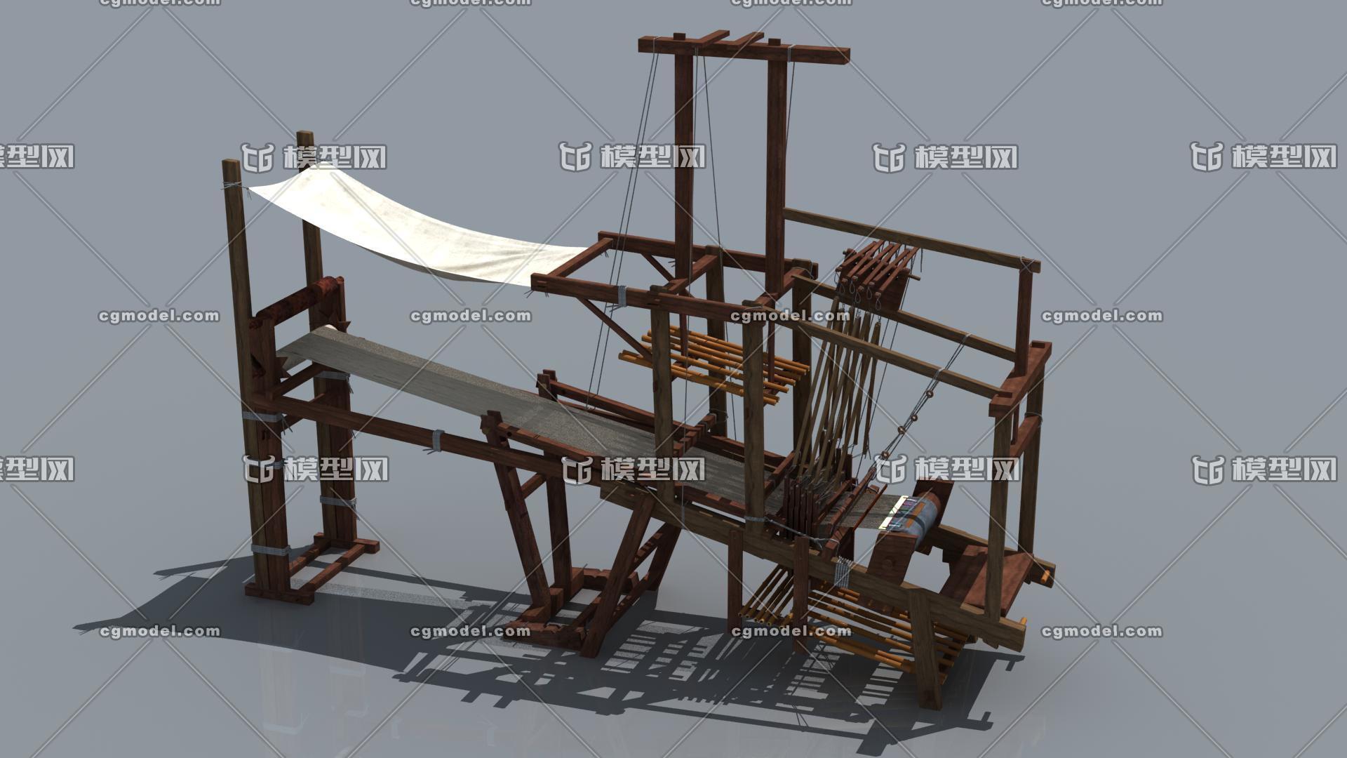 织布机 古代织布机模型-古代场景模型库-3ds Max(.max)模型下载-cg模型网
