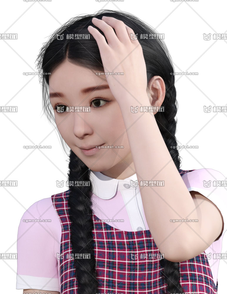 精细绑定的长辫子美女 90年代大辫子女青年 韩版长裙子女学生 夏装纯真姑娘 民国女性中学生带完整裸 模 Cg模型网 Cgmodel 三维设计师交流互动平台 专注多品类3d模型下载 原创作品分享 软件学习