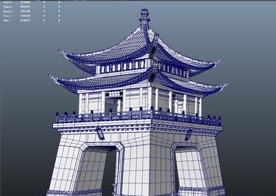 塔樓,古代門樓,古代建築_皮卡喵作品_建築歷史建築_cg模型網