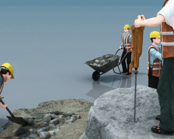 配景人物 工人 挖矿 工地 采石 施工 劳动 建筑 推车 铲垃圾 凿岩