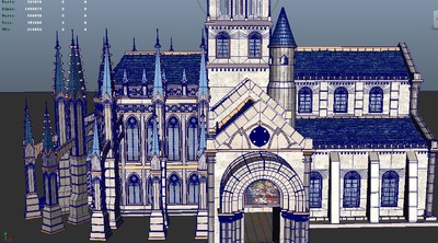 西方欧洲哥特式建筑教堂建筑3D模型 maya模型-历史建筑模型库-Maya(.ma/.mb)模型下载-cg模型网