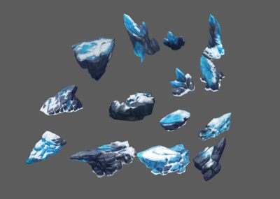 手绘 冰封 山石 冰山 冰尖 冰锥  雪山 石头 冰雪 岩石 冰块