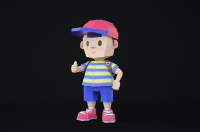 lowpoly低面学生模型 卡通男孩 卡通学生 q版男学生 背书包男孩