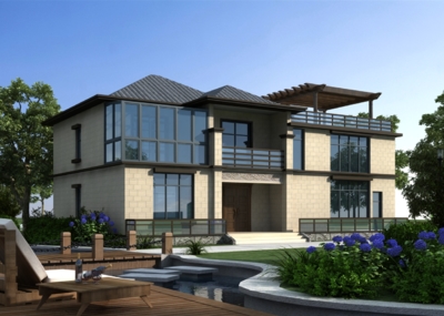 独栋别墅,别墅,欧式,简欧,自建房_蓝斯文化传媒作品_建筑私人住宅_cg