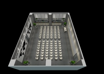 现代办公室会议室俯视图