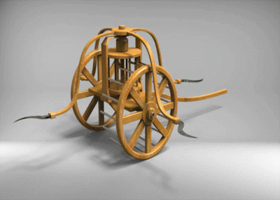 还原达芬奇画的卷镰战车模型