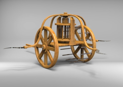 还原达芬奇画的卷镰战车模型