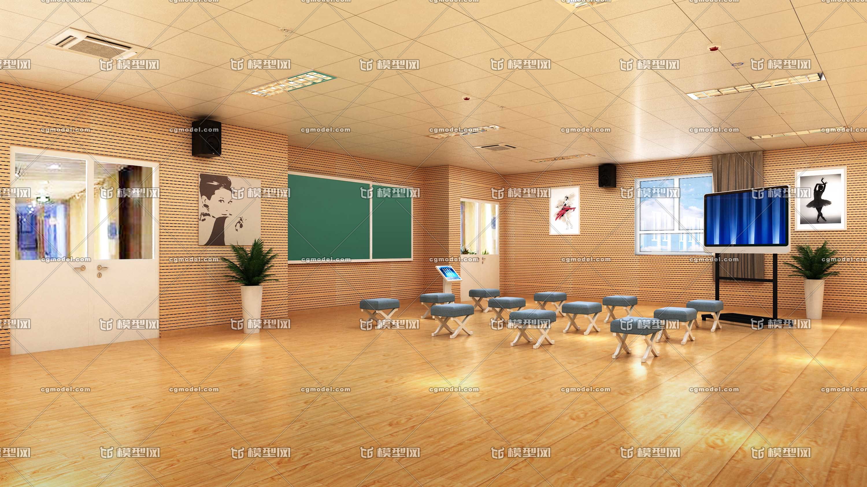 排练室 舞蹈教室 _Mr.Junior作品_工装娱乐空间工装娱乐空间_cg模型网