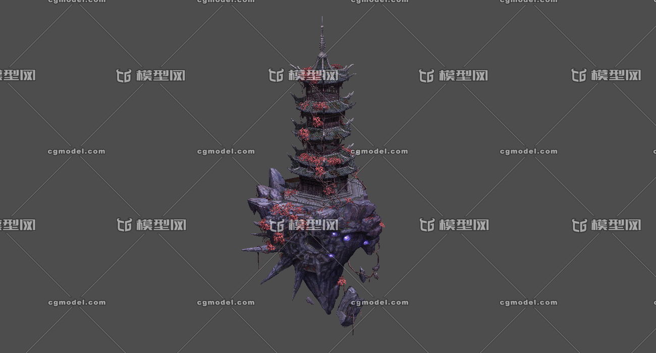 悬浮塔,古塔破塔古庙,悬浮石,奇幻巨石头,枫叶,爬山虎