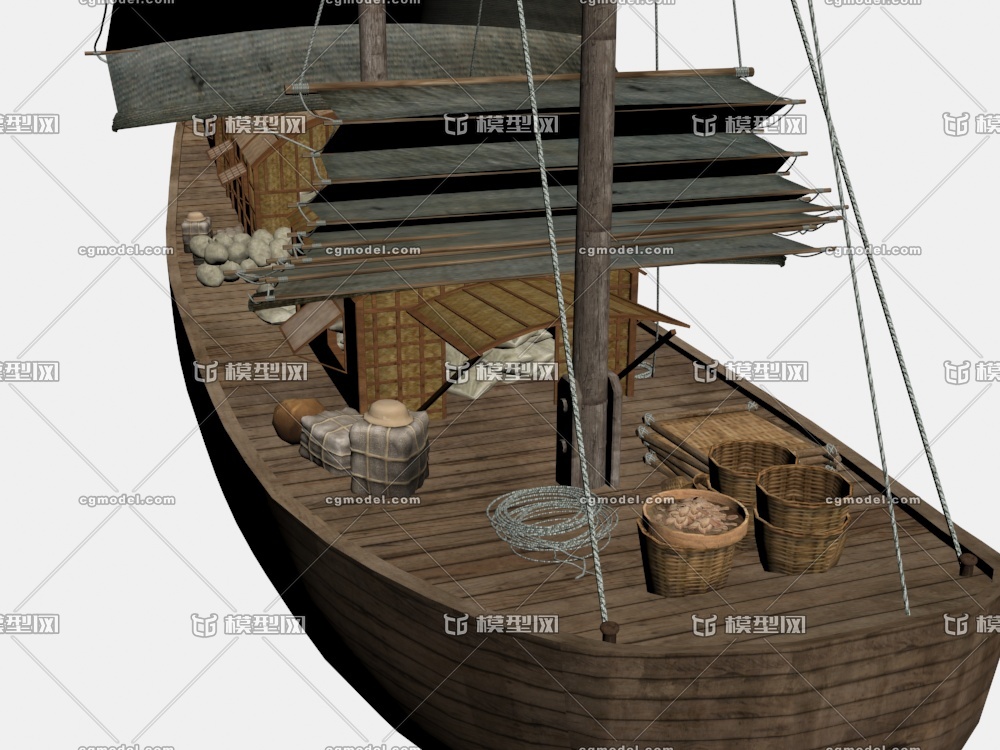 古船 古代船 帆船 运输船 宋朝 清明上河图-CG模型网(cgmodel)-让设计更有价值!