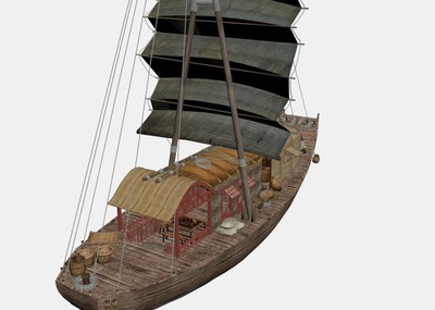 古船 古代船 帆船 运输船 宋朝 清明上河图-CG模型网(cgmodel)-让设计更有价值!
