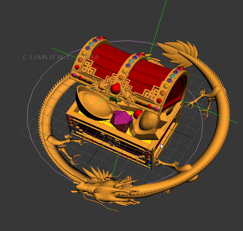 宝箱 打开动画 龙飞行 金钱 元宝 箱子  3d模型 钻石