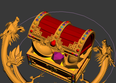 宝箱 打开动画 龙飞行 金钱 元宝 箱子  3d模型 钻石