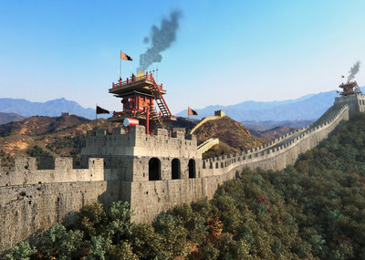 写实烽火台动画场景,烽火台,士兵,长城,植物,树,乔木,max模型,场景