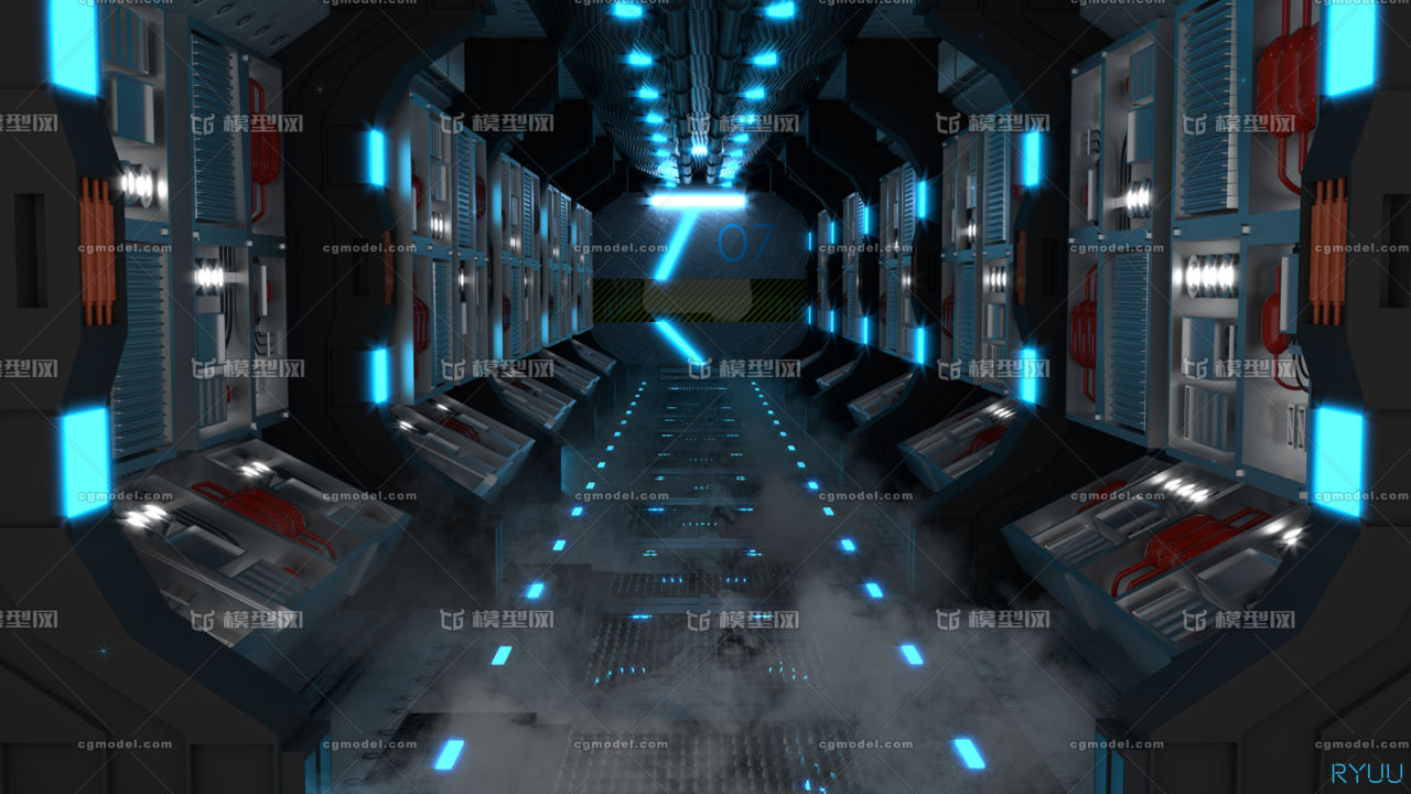 科幻场景 走廊场景模型-科幻场景模型库-Blender(.blend)模型下载-cg模型网