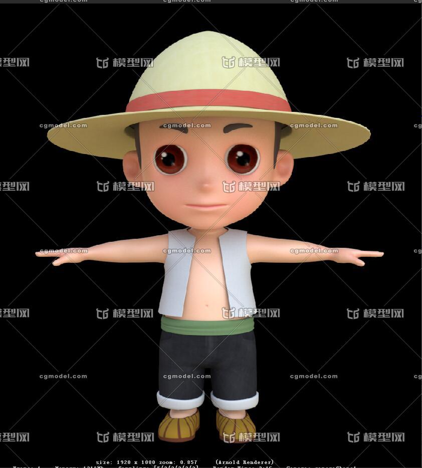 可爱的孩子,卡通农民,有材质,有贴图_bugess!作品_人物男人_cg模型网