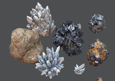 各种矿石 银矿 铜矿 金矿_ymhd110110作品_场景场景部件_cg模型网