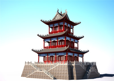 古建阁 阁 三层阁 中式阁楼 中式阁 仿_艾菲尔设计作品_建筑历史建筑