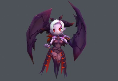 带动画  卡通版梦魇女王   q版二次元  梦魇女妖 手绘贴图 低模  火妖