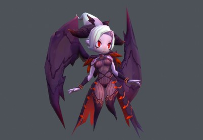 带动画  卡通版梦魇女王   q版二次元  梦魇女妖 手绘贴图 低模  火妖