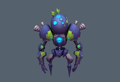 q版铁皮机器人 robot 手绘贴图 低模 铁皮小怪 蒸汽朋克 机器怪物