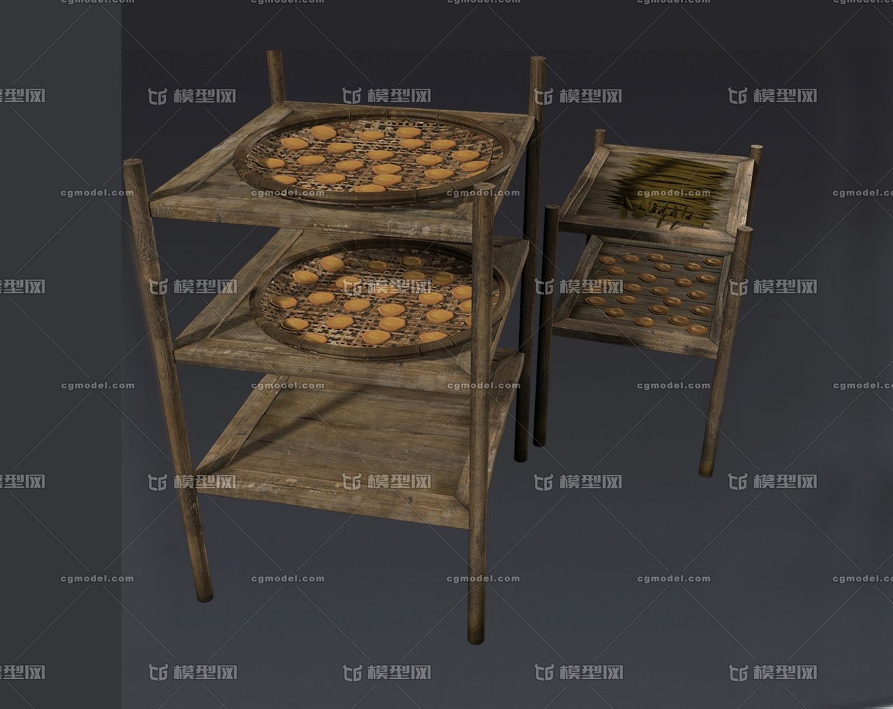 物品架 古代架子模型-体育用品模型库-Maya(.ma/.mb)模型下载-cg模型网