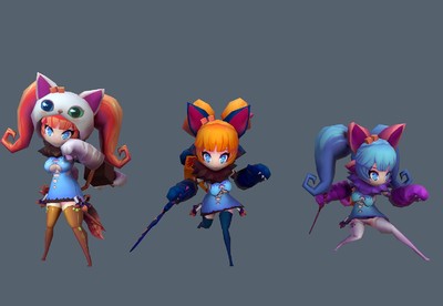 带动画  卡通小猫妖   猫精灵 手绘贴图  妖猫  cat   猫女战士