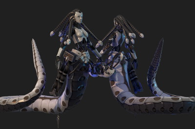 科幻机械机甲蛇女美杜莎