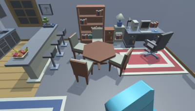 多边形 lowpoly 卡通 简模 q版 室内 客厅 厨房 餐厅 沙发 电脑桌