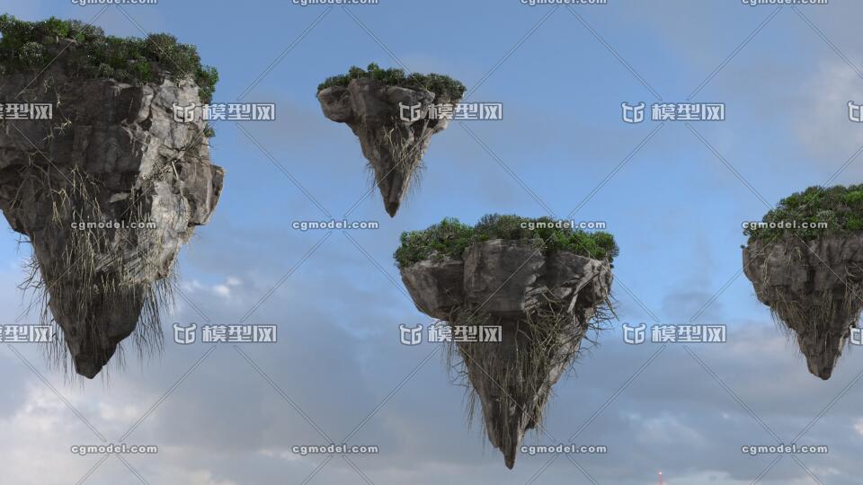 悬浮山 悬浮岛 悬浮石头山体 仙境山体 锥形岛 锥形山体 阿凡达科幻