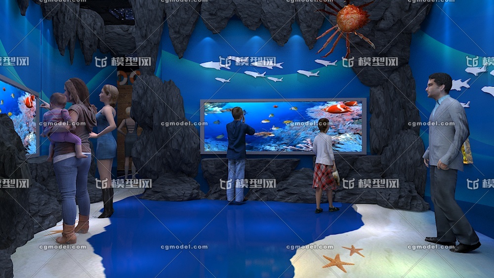 海洋馆海水缸区_316615415作品_场景现代场景_cg模型网