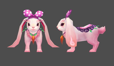 长耳兔坐骑,粉色兔子,波点蝴蝶结,胡萝卜项链,可爱兔宝宝坐骑