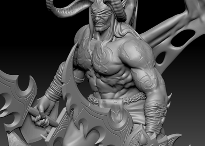 恶魔猎手 illidan 伊利丹·怒风 石头地狱恶魔恶鬼人物雕像翅膀怪物