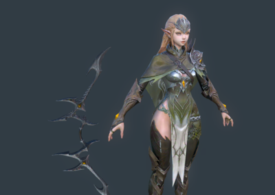 次世代 女精灵 精灵族 弓箭手 女射手 女随从 精灵公主 带法线