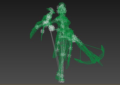 个赞呗手绘弓弩手-凯西   美女战士   游戏辅助角色  cassie模型精简