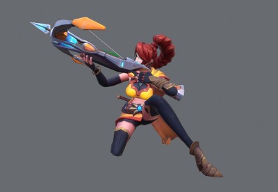 个赞呗手绘弓弩手-凯西   美女战士   游戏辅助角色  cassie模型精简