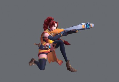 个赞呗手绘弓弩手-凯西   美女战士   游戏辅助角色  cassie模型精简