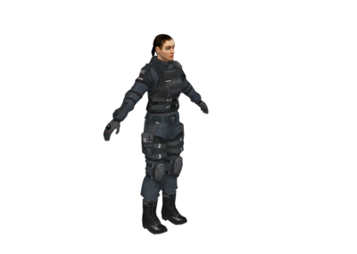 手绘角色低模 职业女性角色 防毒面具套装 警察 士兵 女兵 女警 女