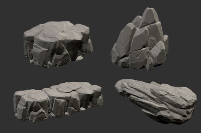 zbrush雕刻 两组 石头 山石 模型-石头模型库-zbrush(.ztl/.zbp)模型