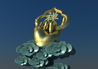禅意佛手指莲花指祥云摆件