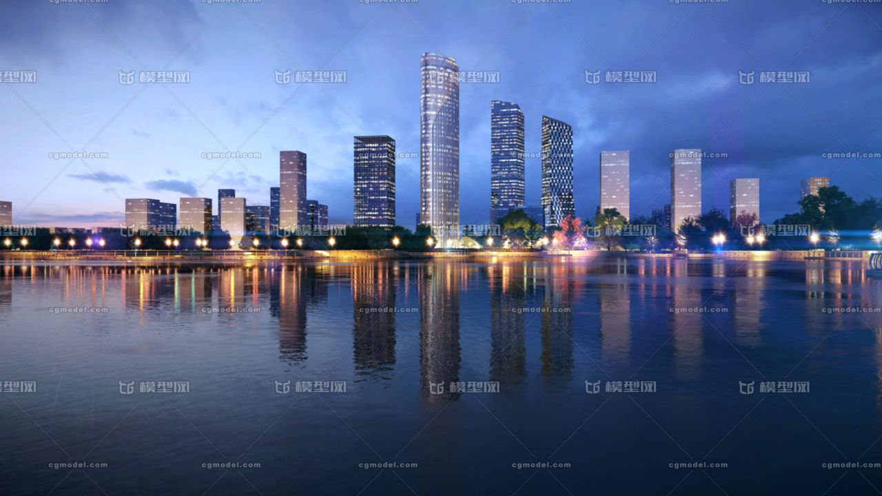 城市 夜景 综合体 商业中心 cbd 高_lwr作品_场景现代场景_cg模型网