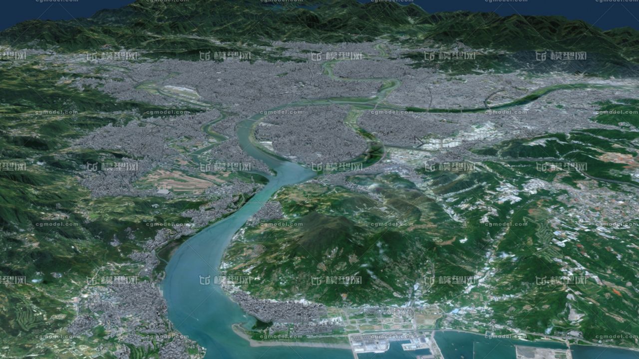 台北地形3d模型 台北市新北市 台北城市3d模型 台北数字城市 台北3d