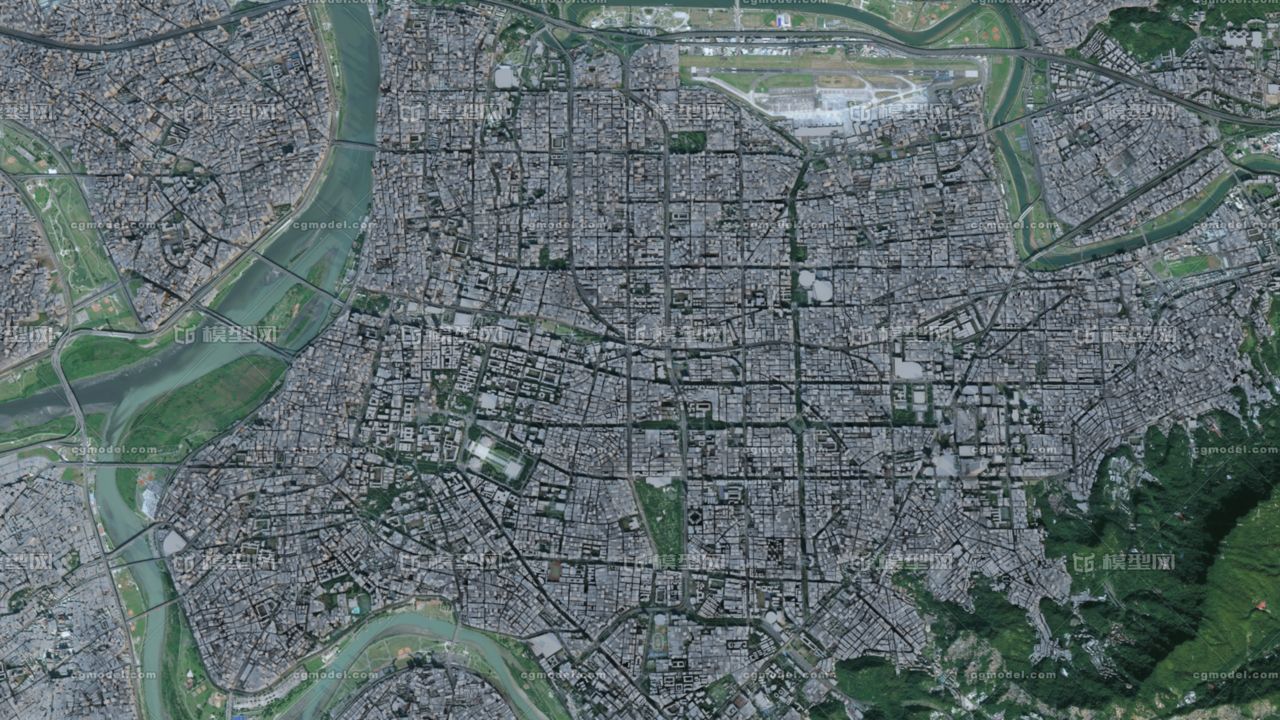 台北地形3d模型 台北市新北市 台北城市3d模型 台北数字城市 台北3d