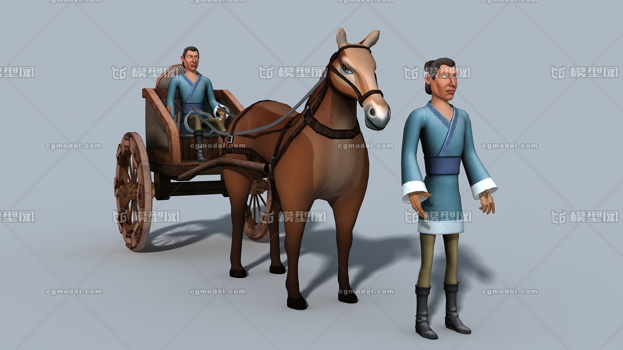 春秋战国 人车马  古代马车  古代人物