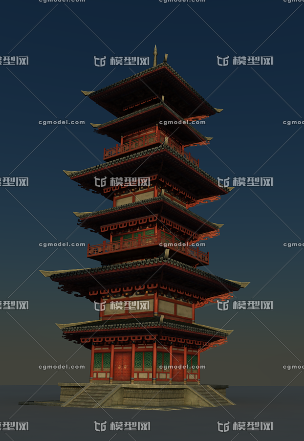 方塔 古代木塔模型-古代场景模型库-3ds Max(.max)模型下载-cg模型网